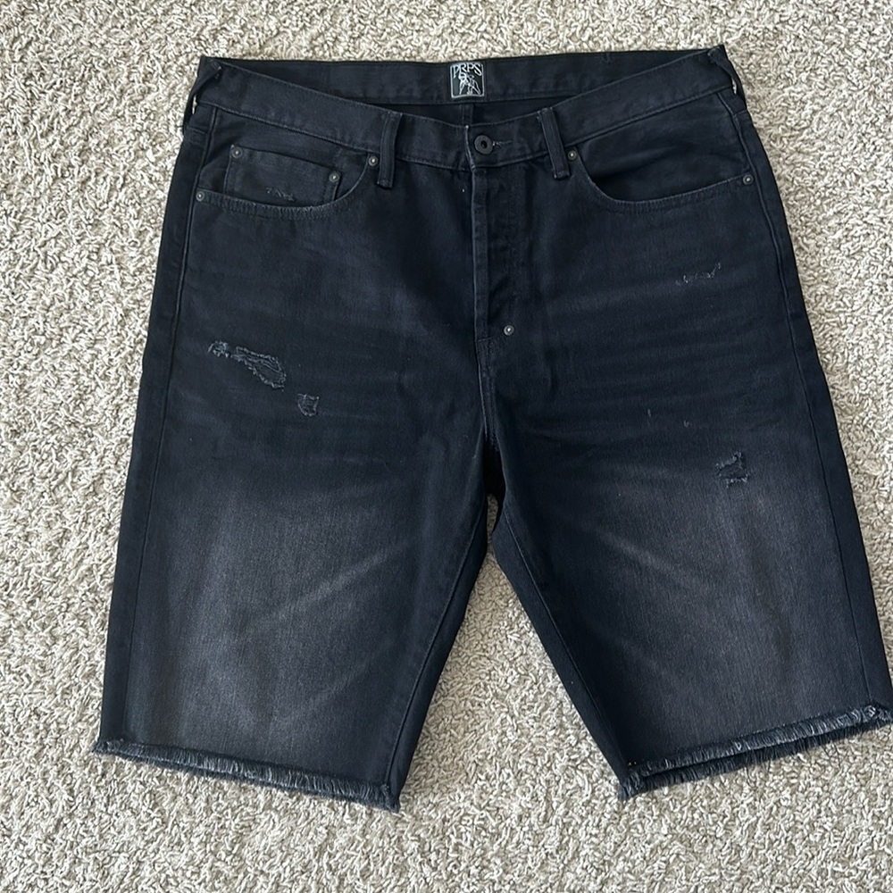 PRPS black distressed shorts